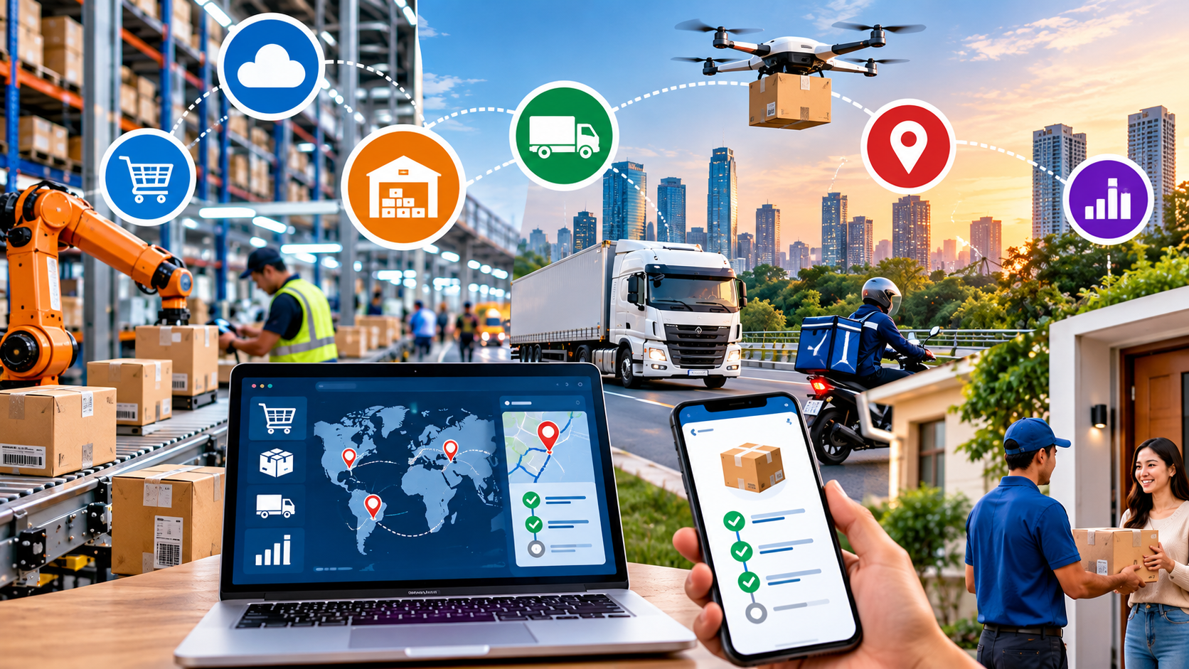 Explore the latest technology trends transforming e-commerce delivery management, including AI, real-time tracking, route optimization, warehouse automation, and predictive analytics.